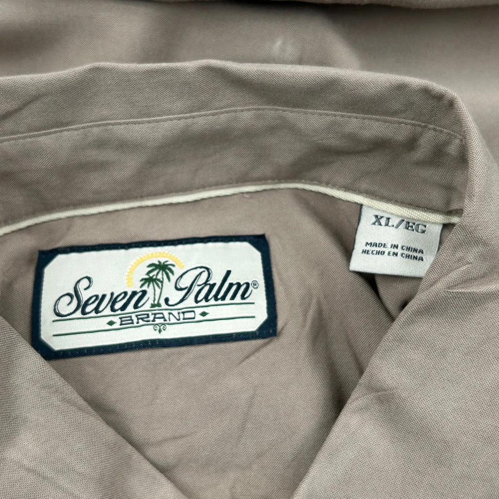 Seven Palm Hawaiian Shirt - XL Brown Cotton - Image 3