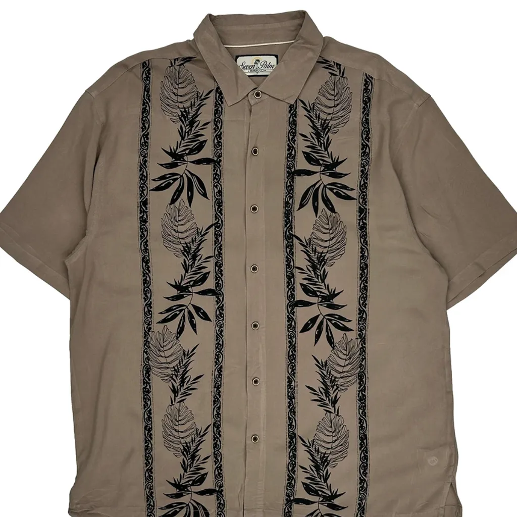 Seven Palm Hawaiian Shirt - XL Brown Cotton - Image 4