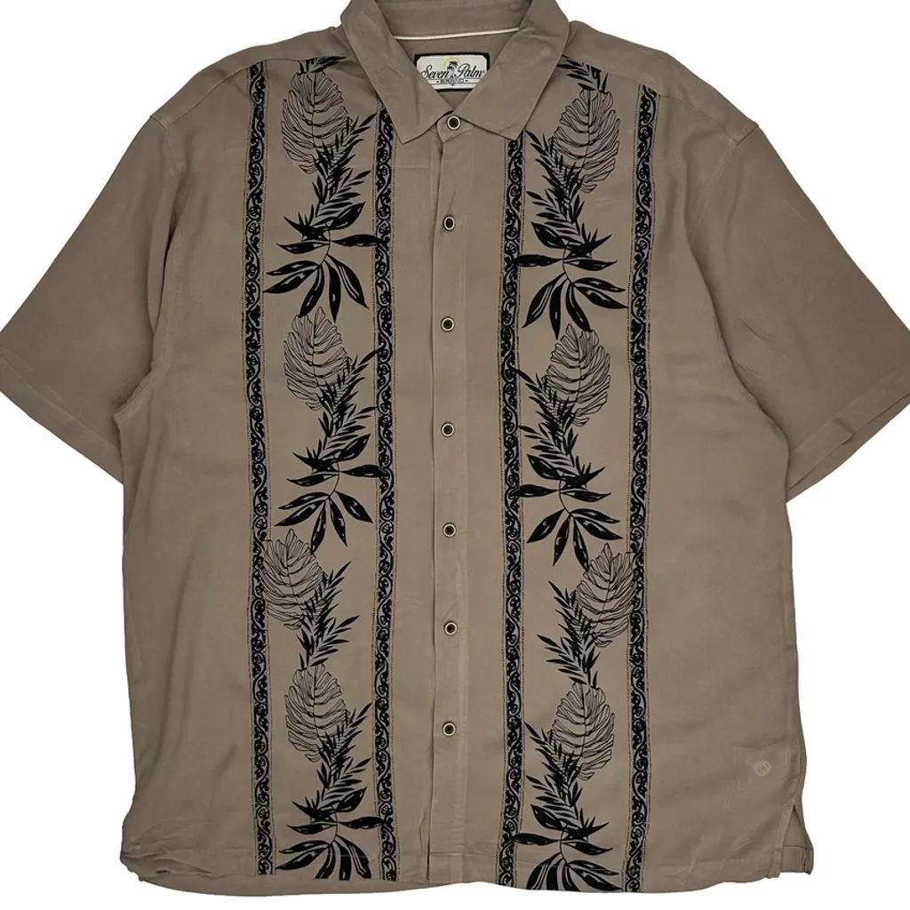 Seven Palm Hawaiian Shirt - XL Brown Cotton - Image 5
