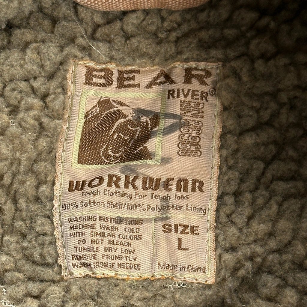 Sherpa Lined Bear Surf Boards Workwear Jacket - Large Brown Cotton - Image 3