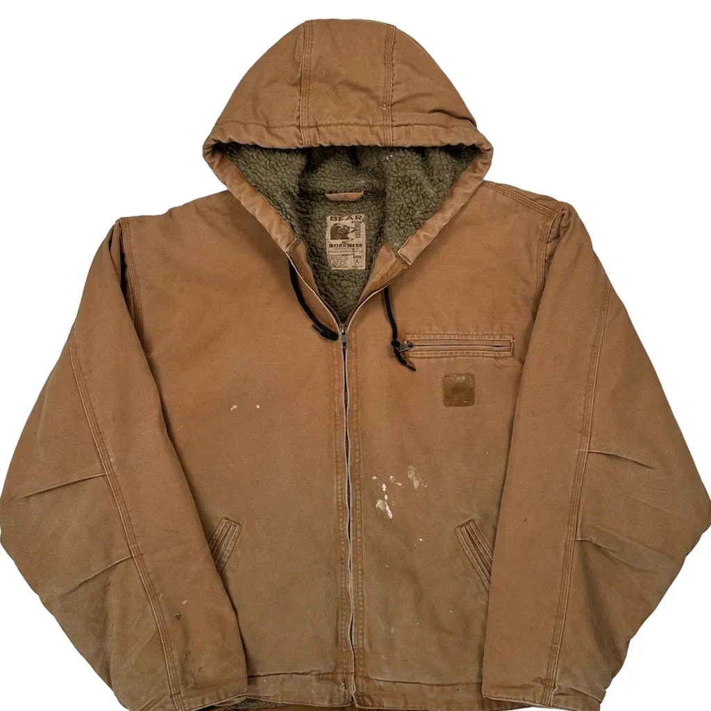 Sherpa Lined Bear Surf Boards Workwear Jacket - Large Brown Cotton - Image 5