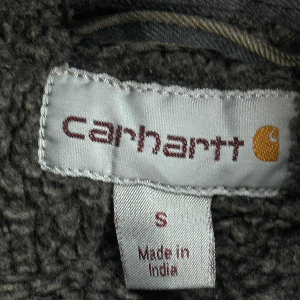 Sherpa Lined Carhartt Checked Shirt Jacket - Small Grey Cotton - Image 3