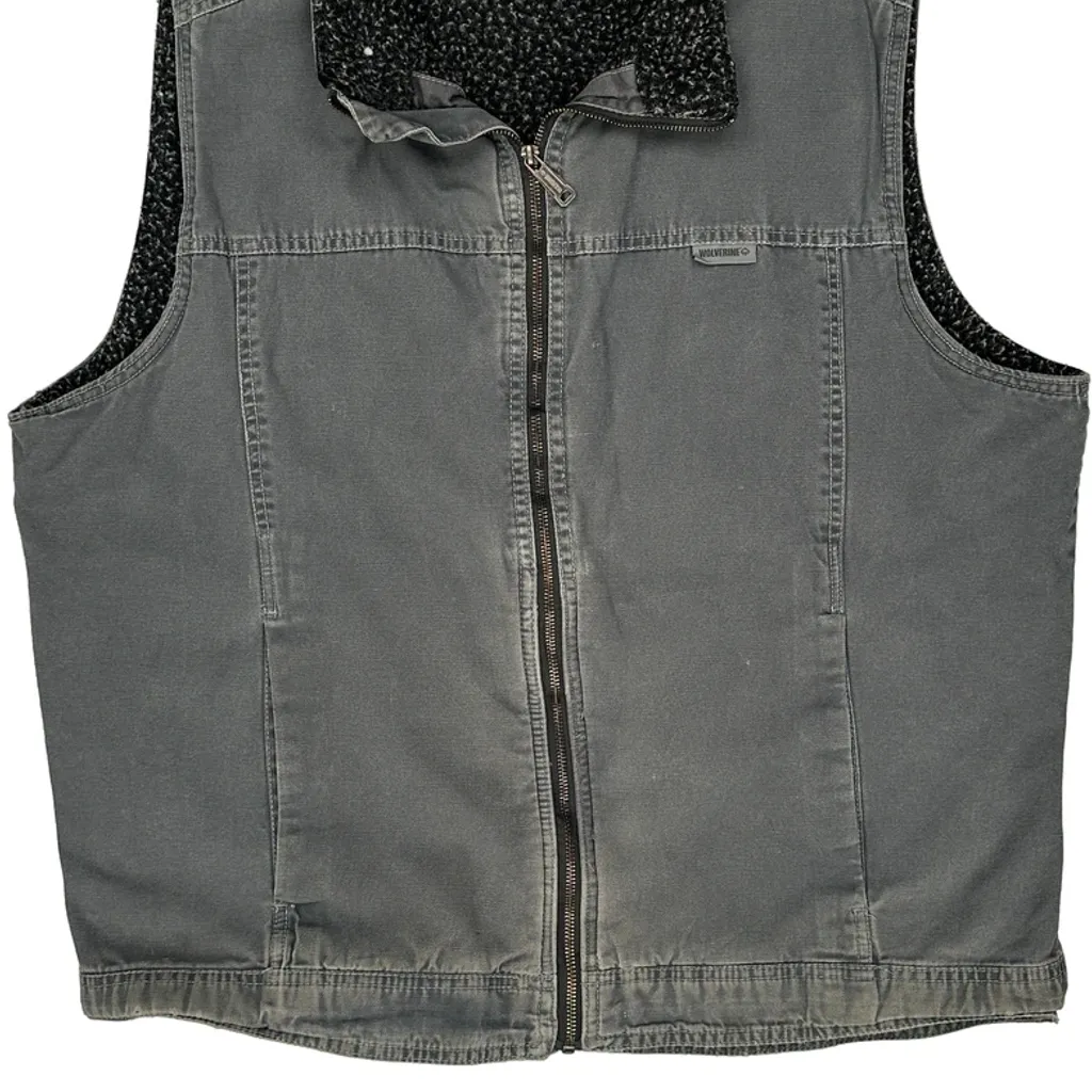 Sherpa Lined Wolverine Workwear Gilet - XL Grey Cotton - Image 5