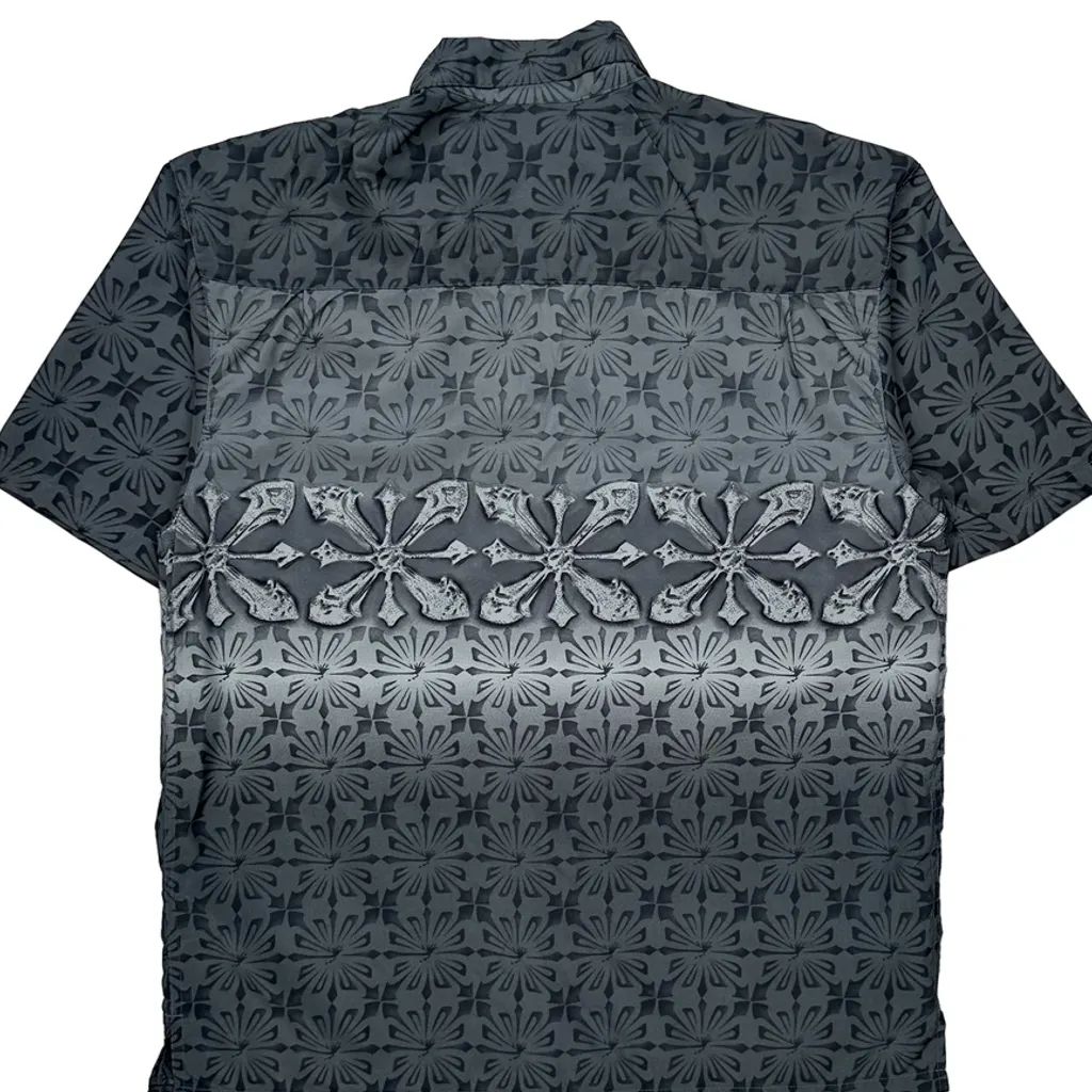Shock Resistant Floral Hawaiian Shirt - Medium Grey Polyester - Image 6