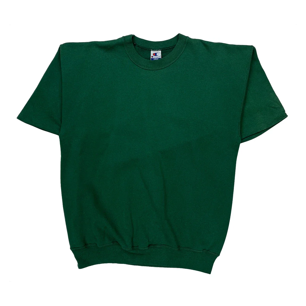 Short Sleeve Champion Sweatshirt - Large Green Cotton