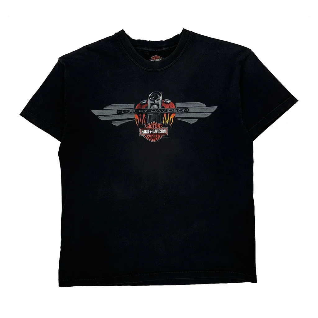 Shreveport Harley Davidson Graphic T-Shirt - Medium Black Cotton