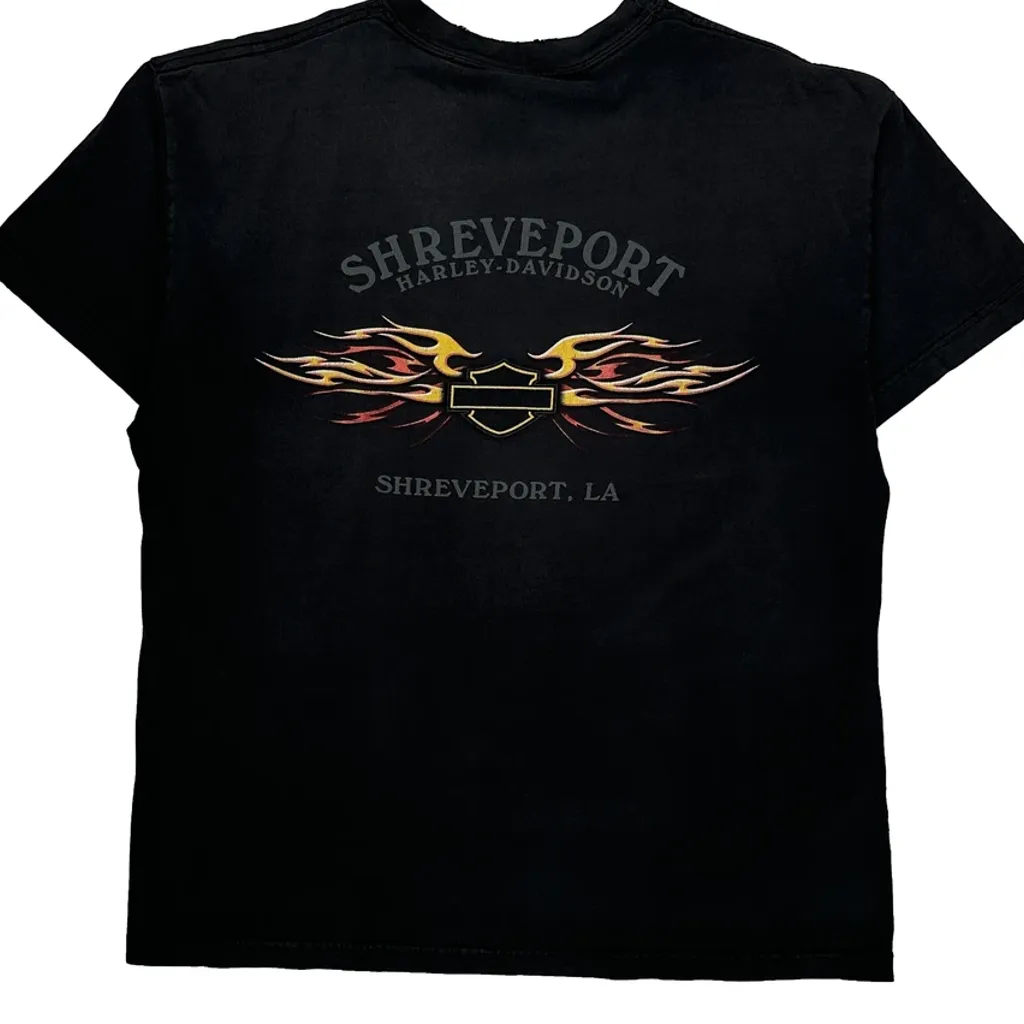 Shreveport Harley Davidson Graphic T-Shirt - Medium Black Cotton - Image 8