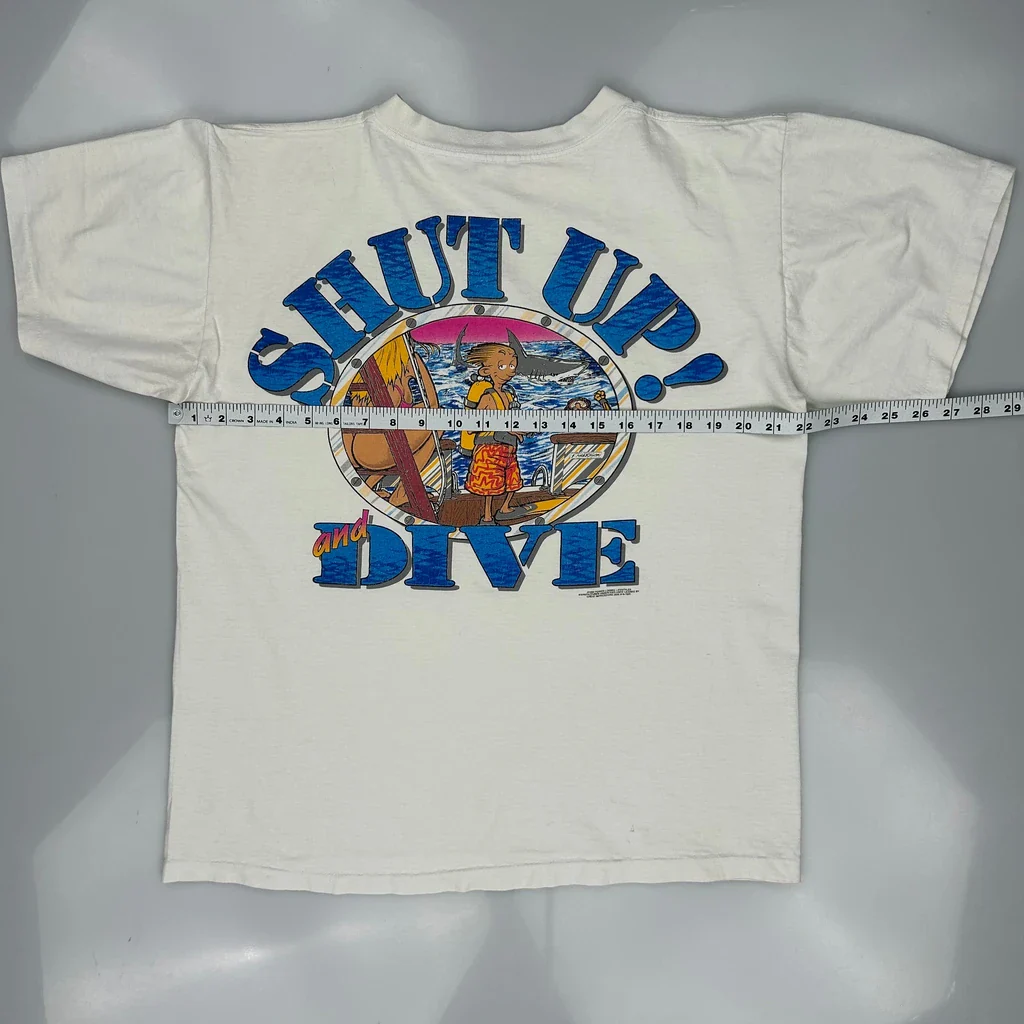 Shut Up And Dive Unbranded Graphic T-Shirt - Large White Cotton - Image 3