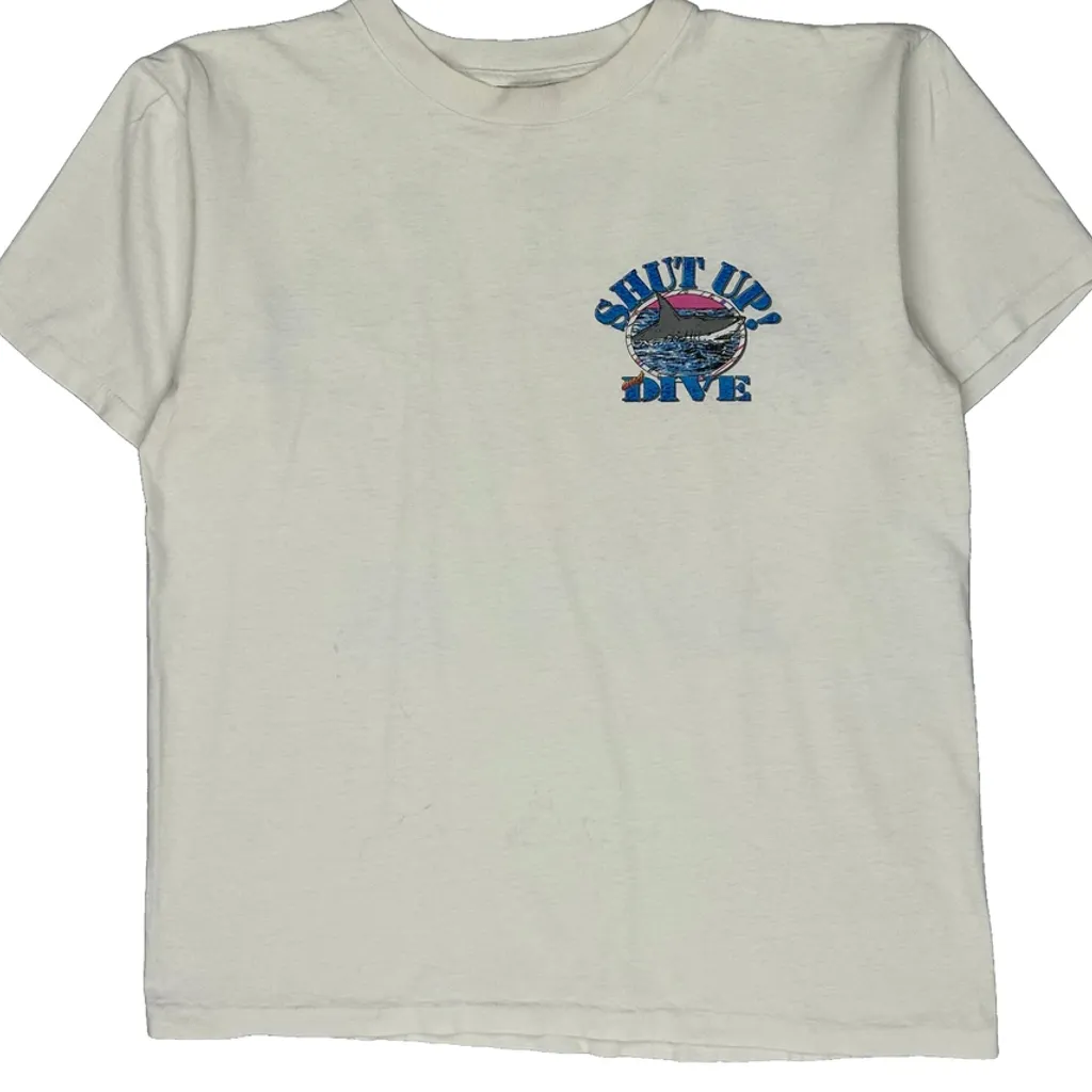 Shut Up And Dive Unbranded Graphic T-Shirt - Large White Cotton - Image 4