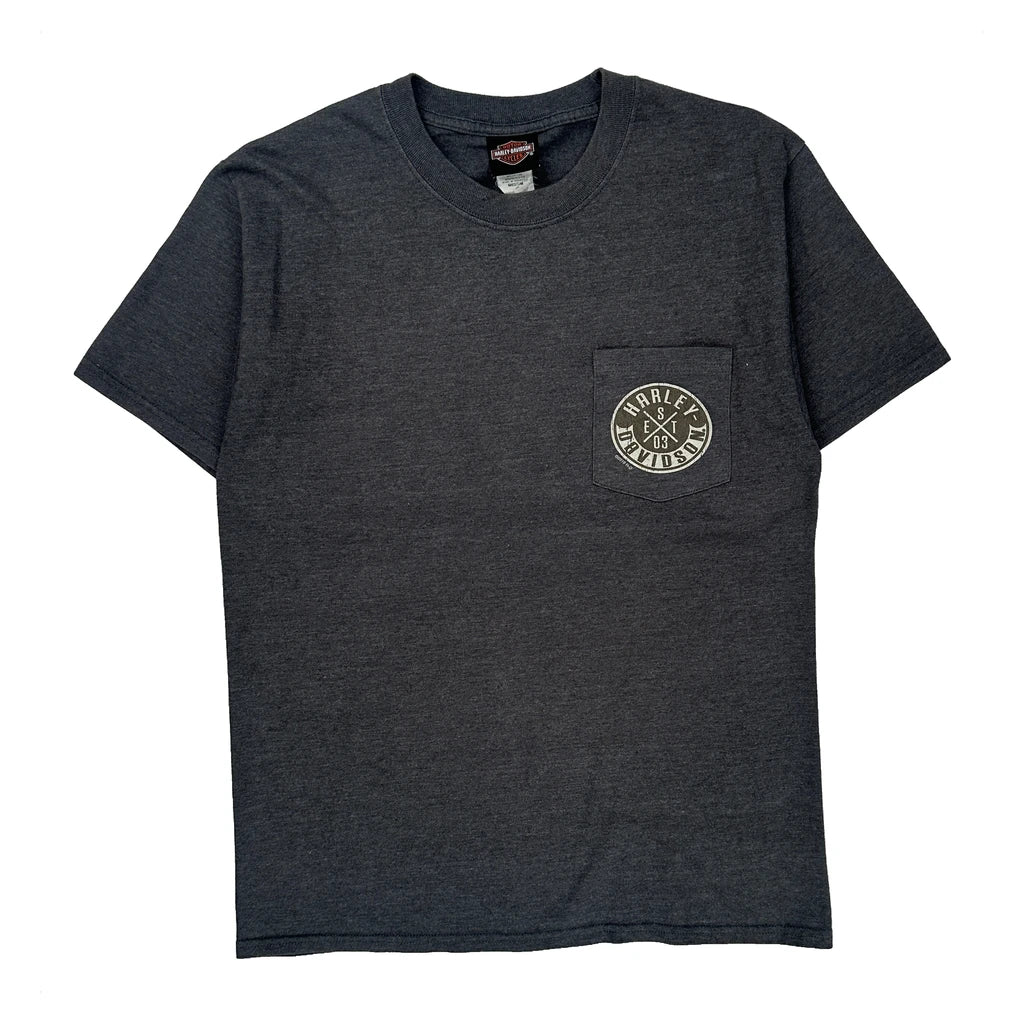 Sierra Steel Harley Davidson Graphic T-Shirt - Medium Gray Polyester