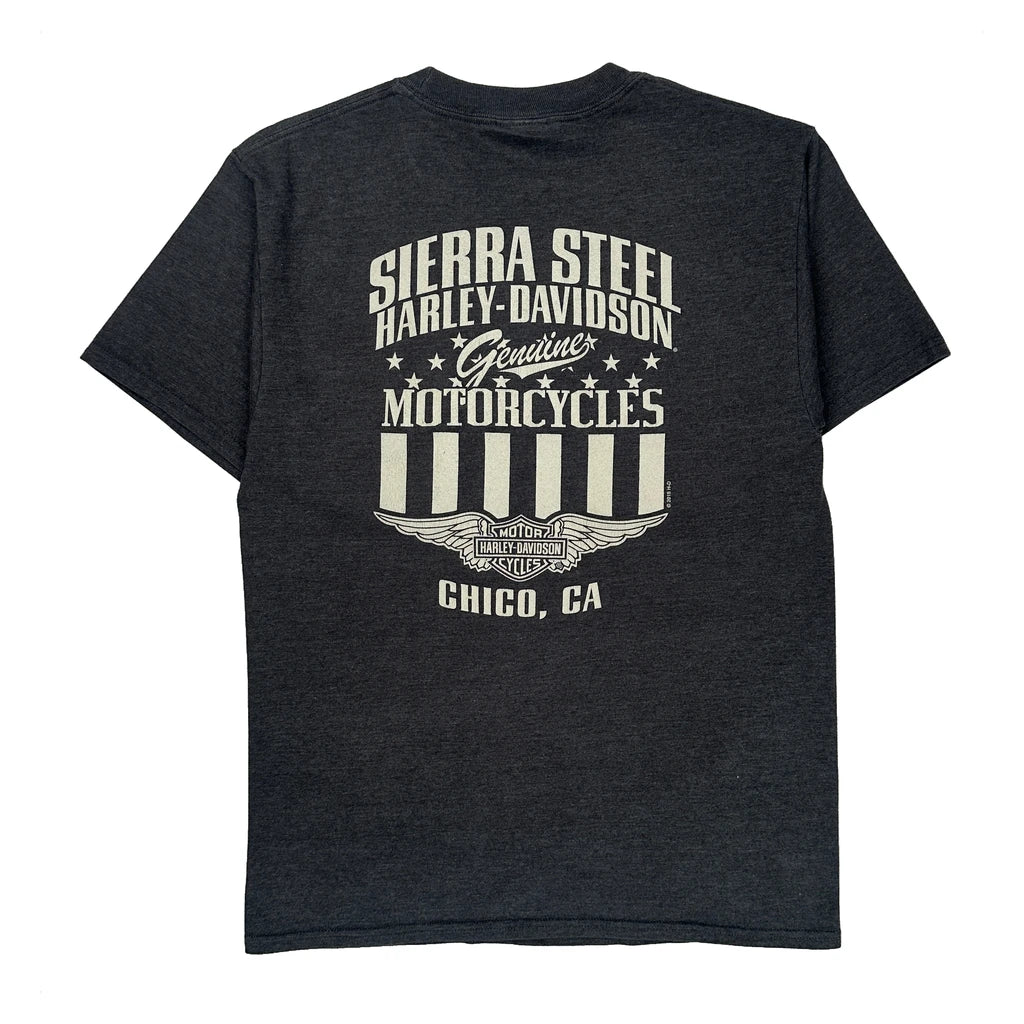Sierra Steel Harley Davidson Graphic T-Shirt - Medium Gray Polyester - Image 2