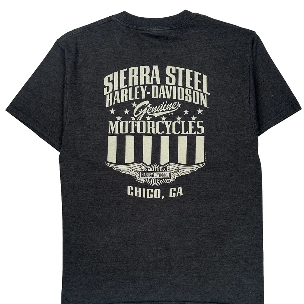 Sierra Steel Harley Davidson Graphic T-Shirt - Medium Gray Polyester - Image 6