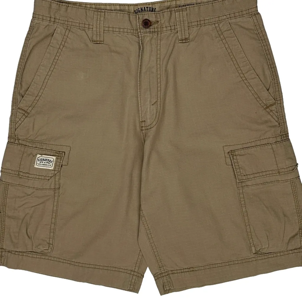 Signature By Levis Cargo Shorts - 34W 11L Beige Cotton - Image 10