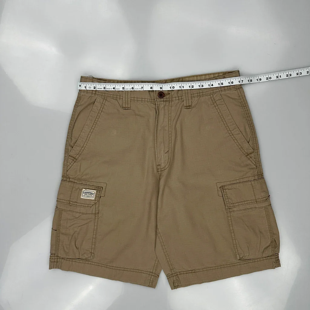 Signature By Levis Cargo Shorts - 34W 11L Beige Cotton - Image 3