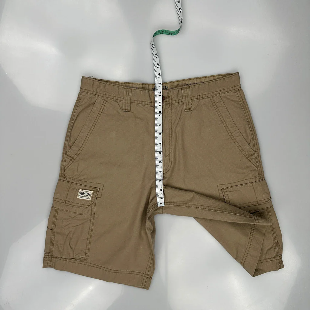 Signature By Levis Cargo Shorts - 34W 11L Beige Cotton - Image 4