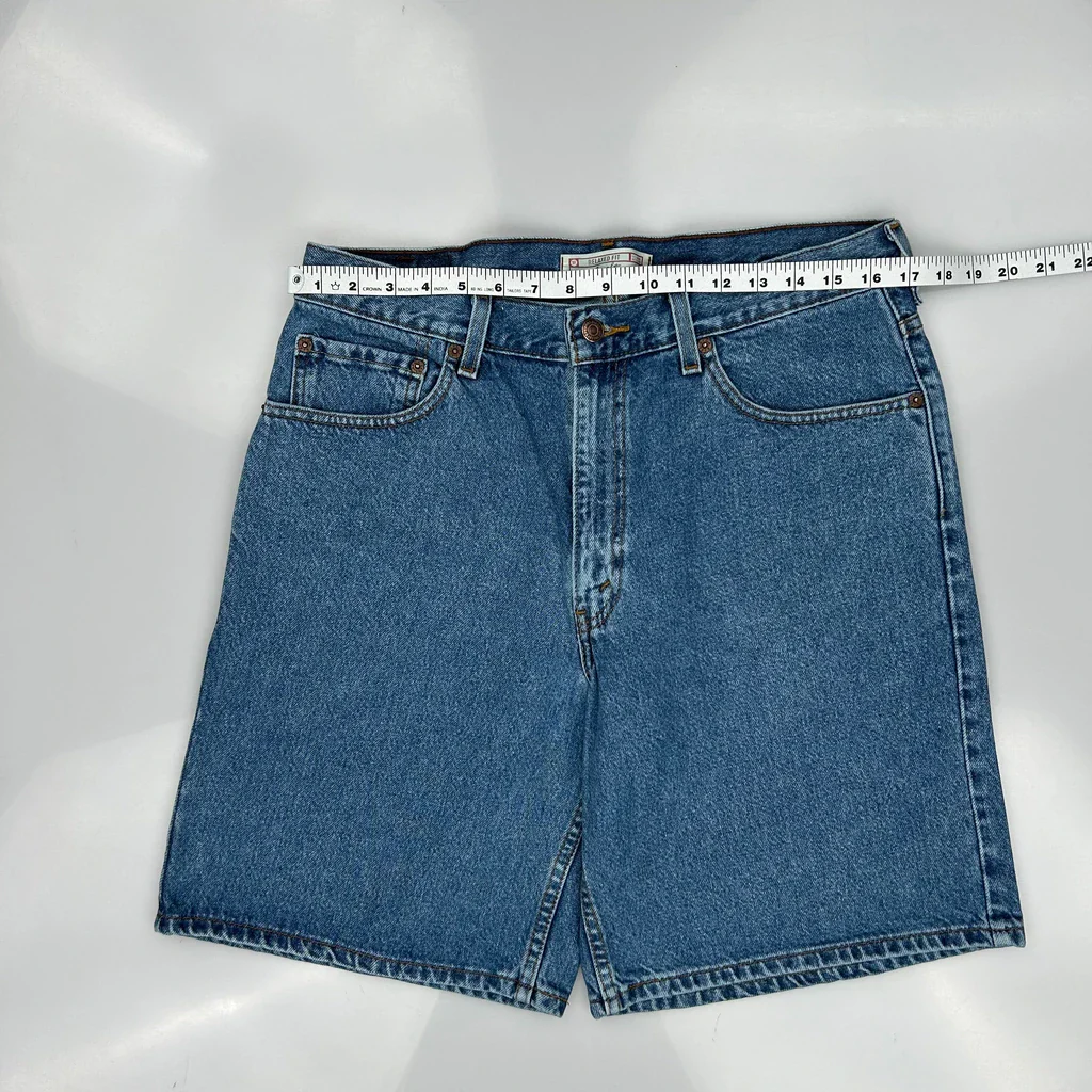 Signature Levis Baggy Denim Shorts - 34W 9L Blue Cotton - Image 3