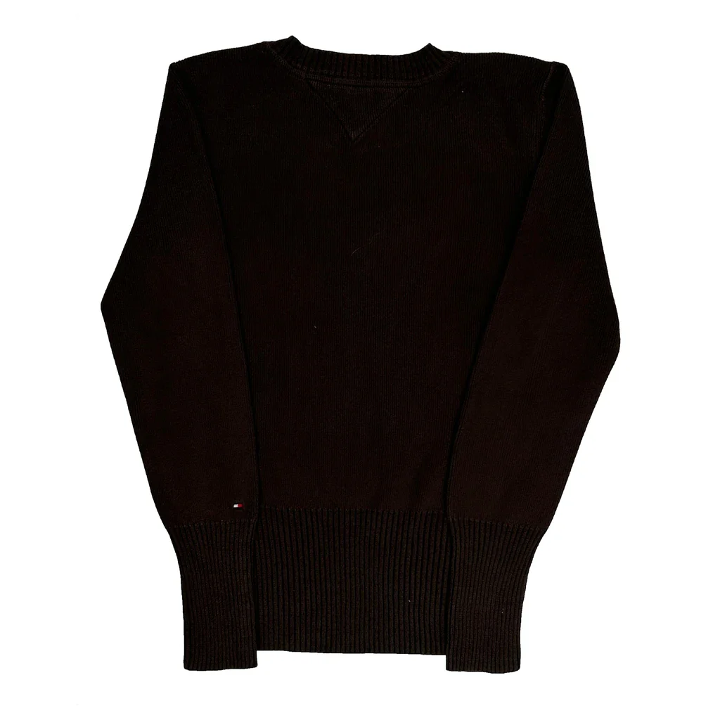 Signature Logo Tommy Hilfiger Jumper - Small Brown Cotton - Image 2