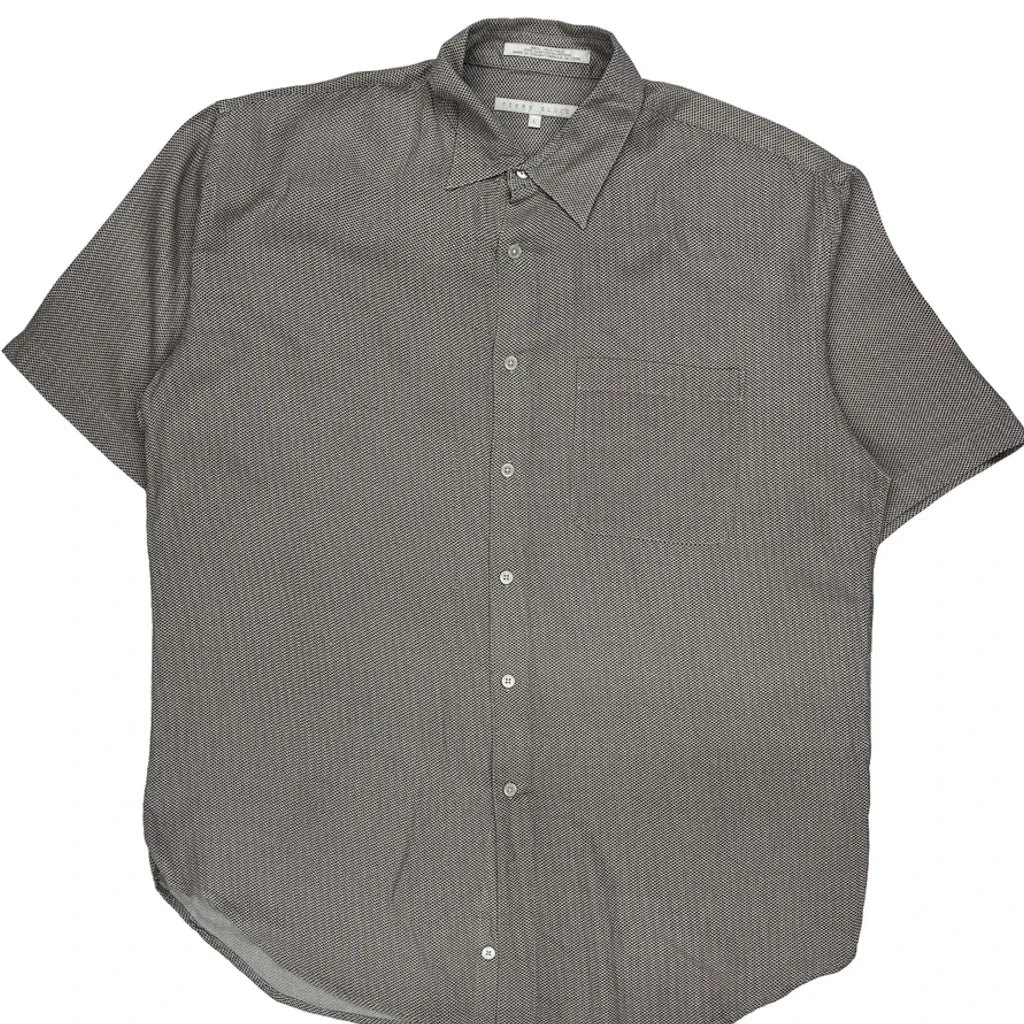 Silk Perry Eliis Short Sleeve Shirt - Large Grey Silk Blend - Image 5