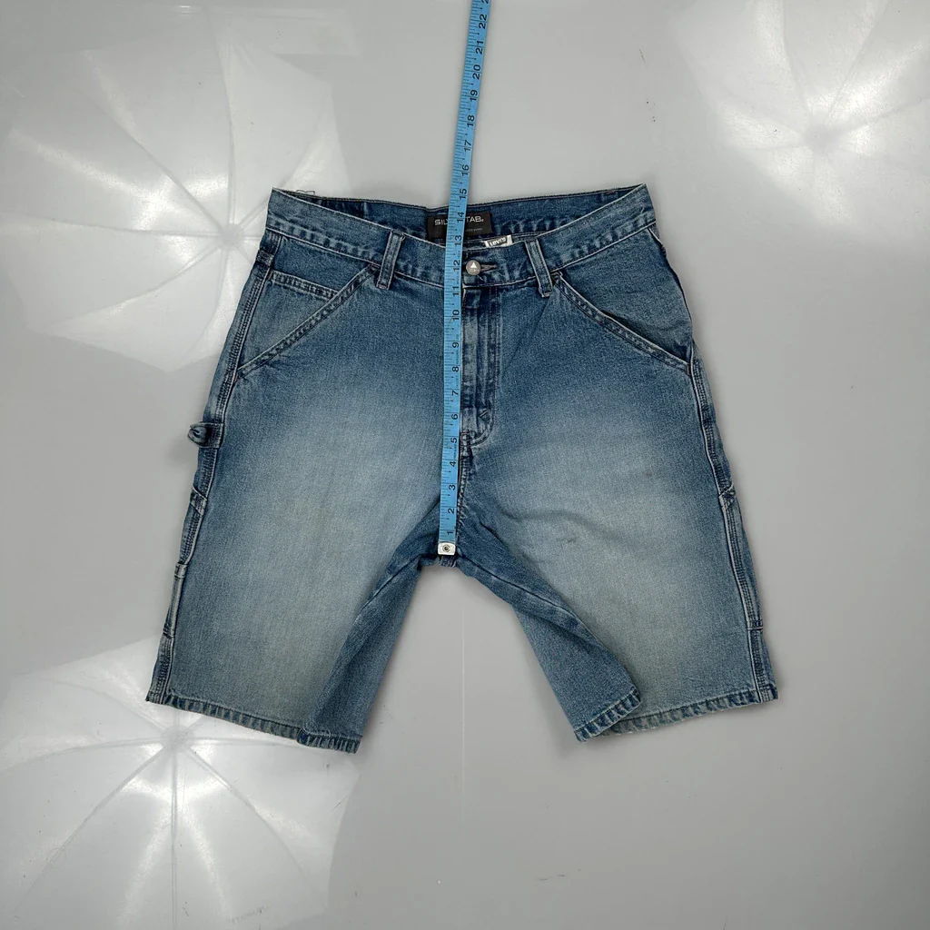 Silver Tab Levis Baggy Denim Shorts - 30W 10L Blue Cotton - Image 4