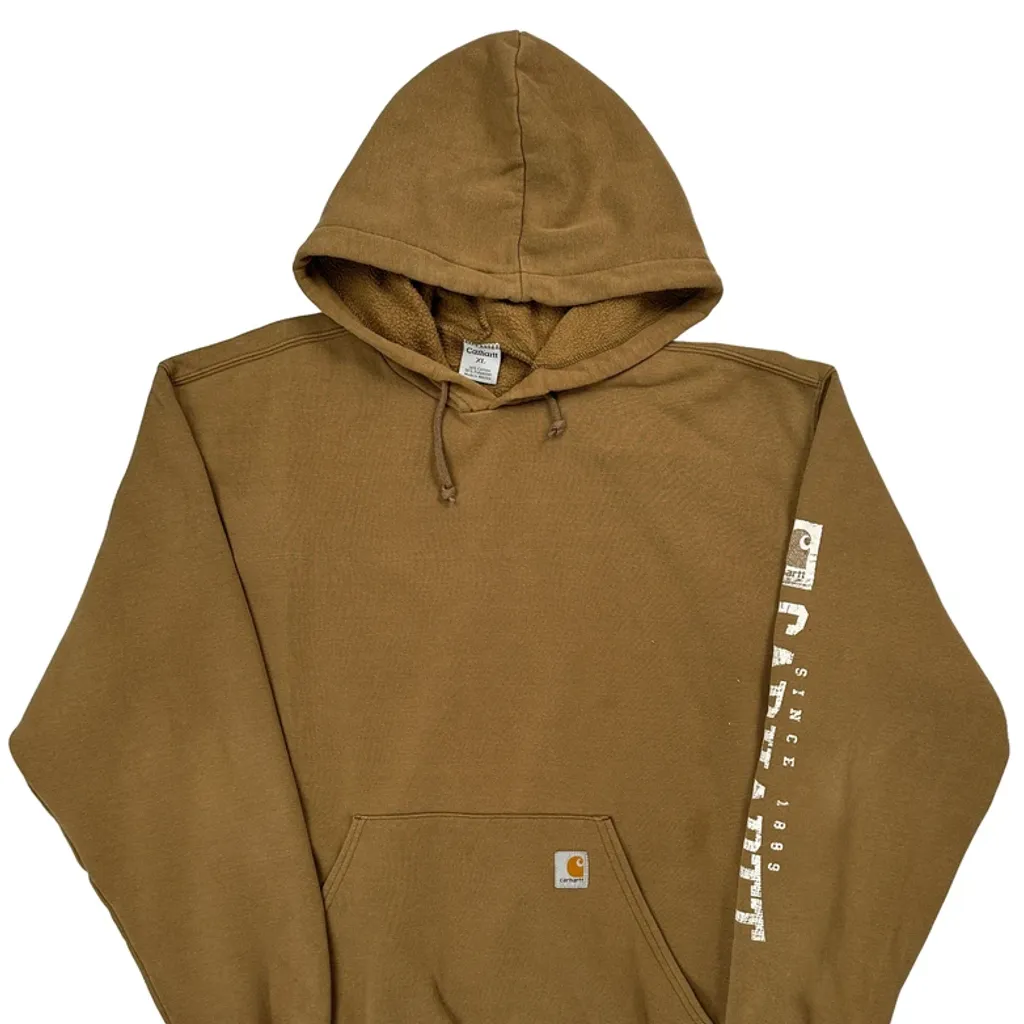 Since 1889 Carhartt Spellout Hoodie - XL Brown Cotton Blend - Image 5