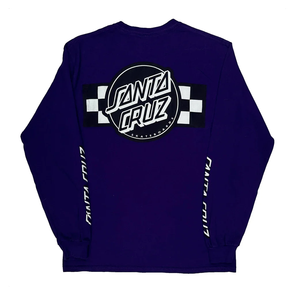 Skateboarding Santa Cruz Graphic Long Sleeve T-Shirt - Medium Purple Cotton - Image 2