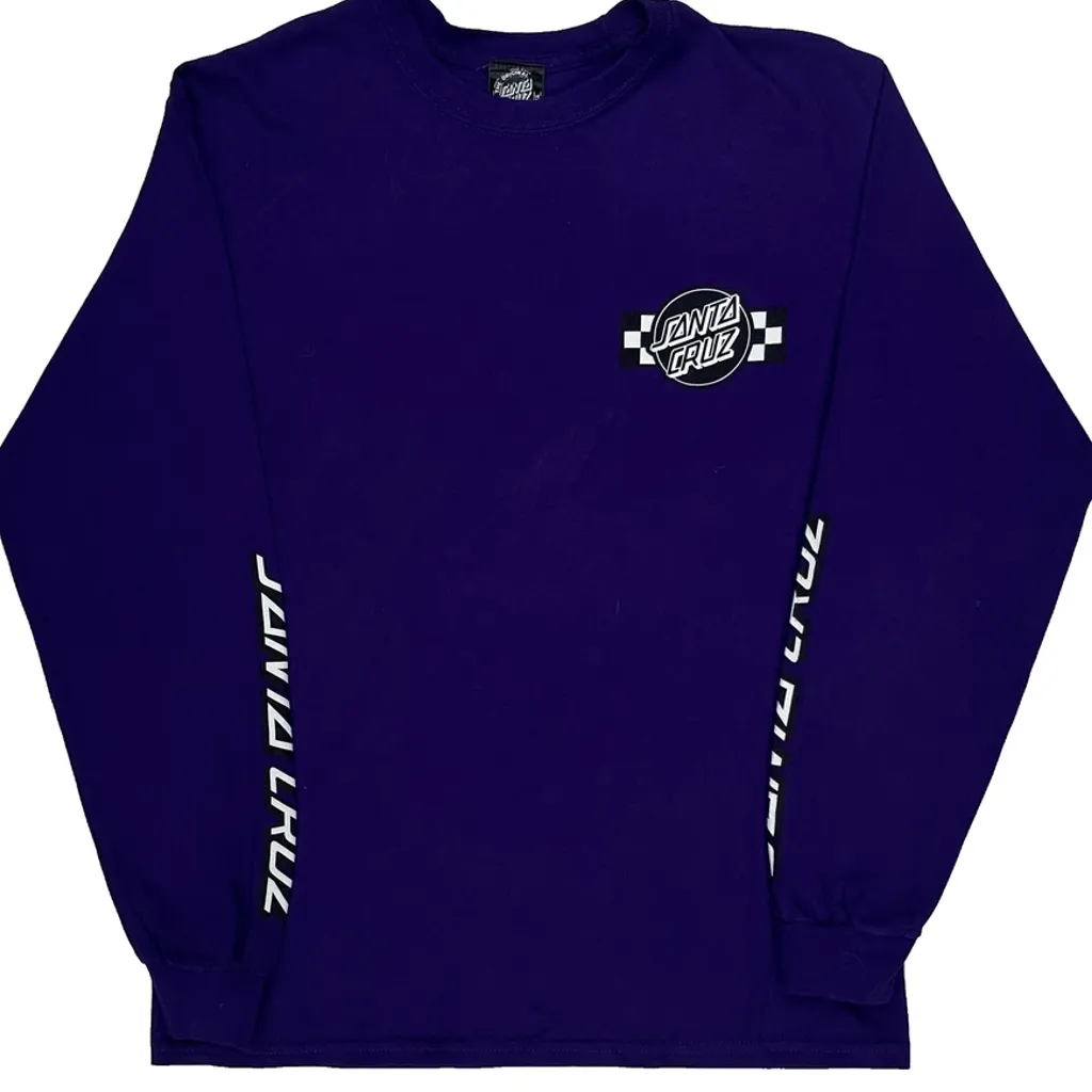 Skateboarding Santa Cruz Graphic Long Sleeve T-Shirt - Medium Purple Cotton - Image 4