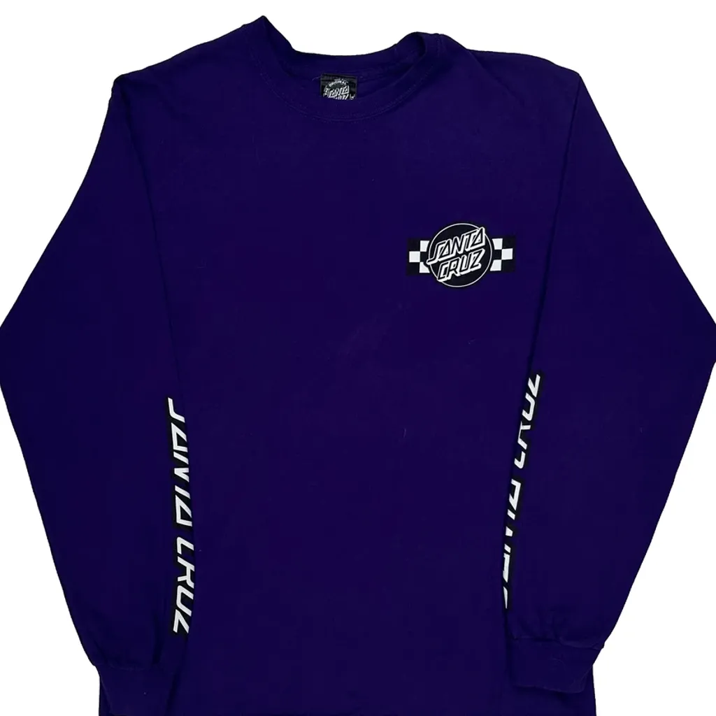 Skateboarding Santa Cruz Graphic Long Sleeve T-Shirt - Medium Purple Cotton - Image 5