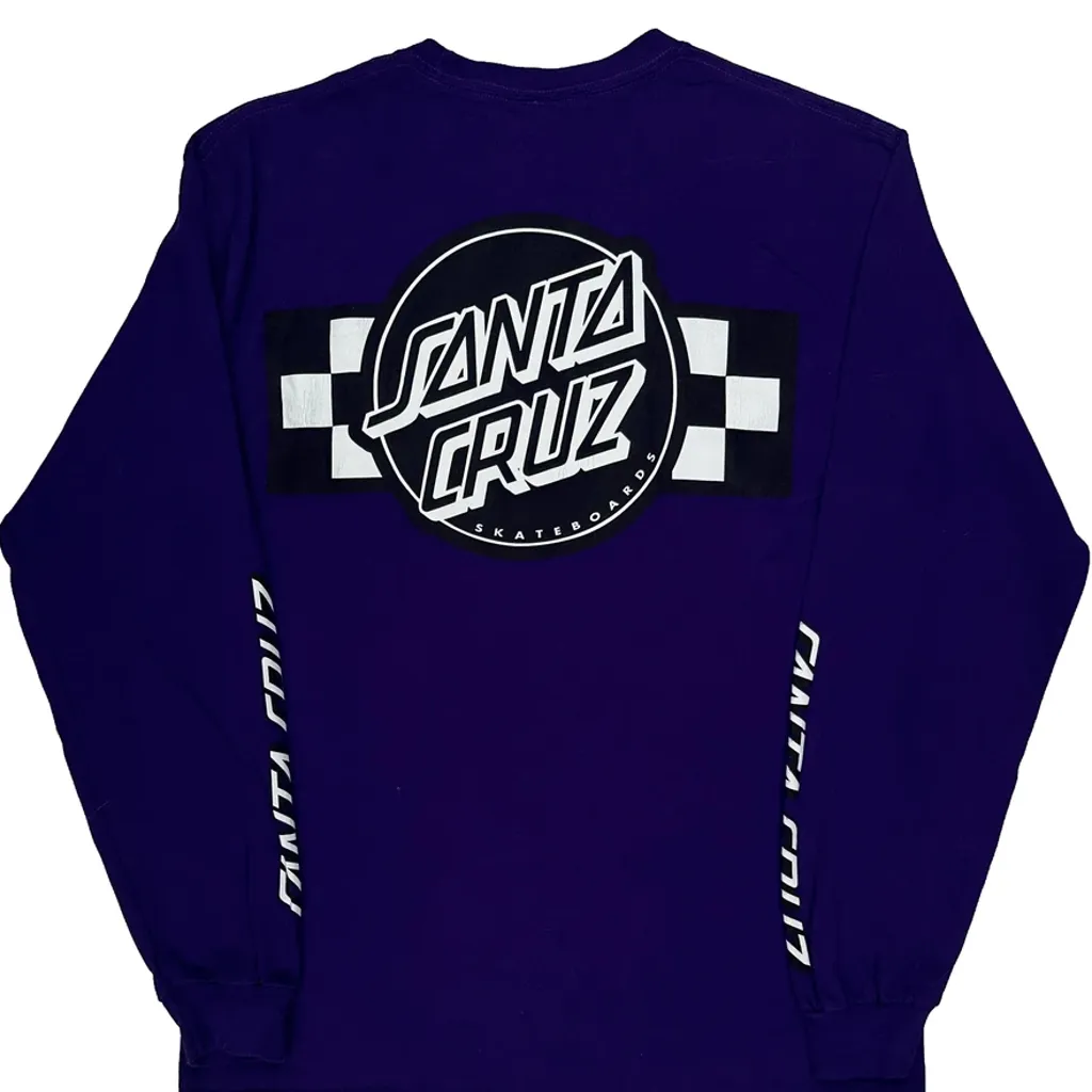 Skateboarding Santa Cruz Graphic Long Sleeve T-Shirt - Medium Purple Cotton - Image 7