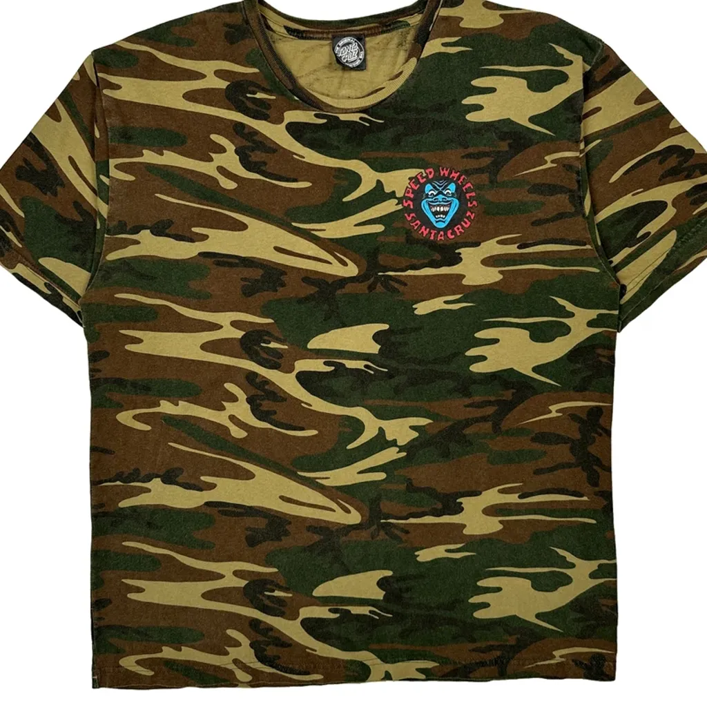 Skateboarding Santa Cruz Camo T-Shirt - XL Camo Cotton - Image 5