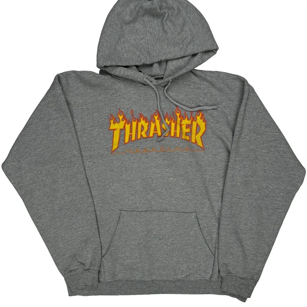 Skateboarding Thrasher Hoodie - Medium Grey Cotton - Image 6