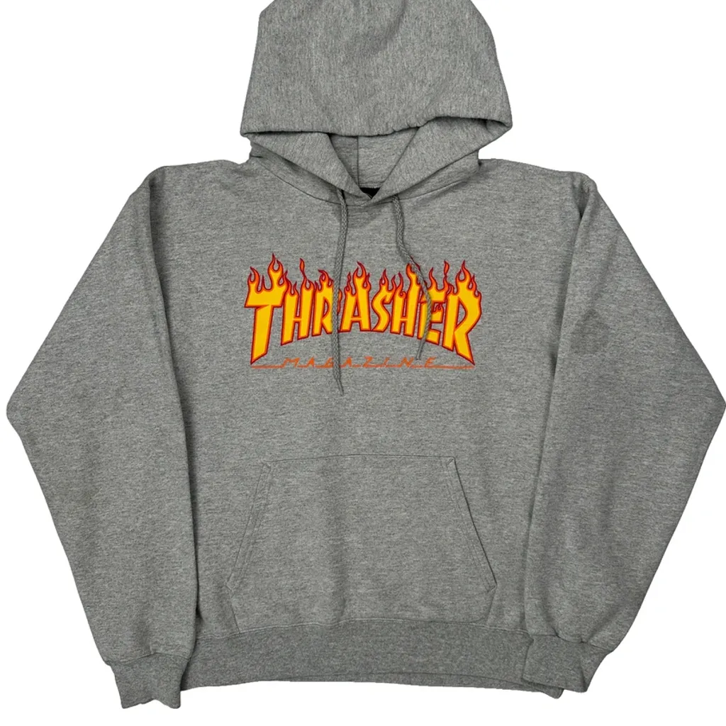 Skateboarding Thrasher Graphic Hoodie - Small Grey Cotton Blend - Image 6