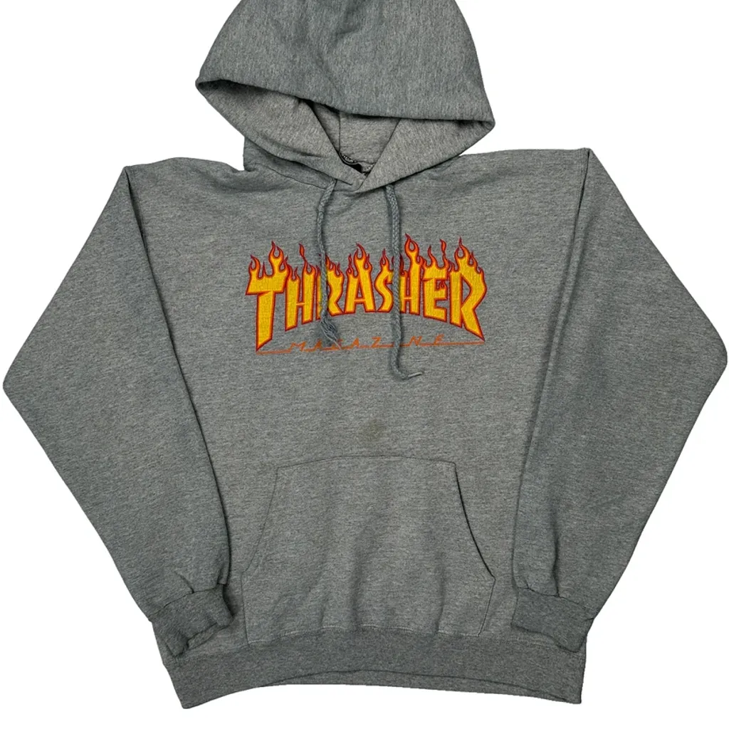 Skateboarding Thrasher Hoodie - Small Grey Cotton Blend - Image 5