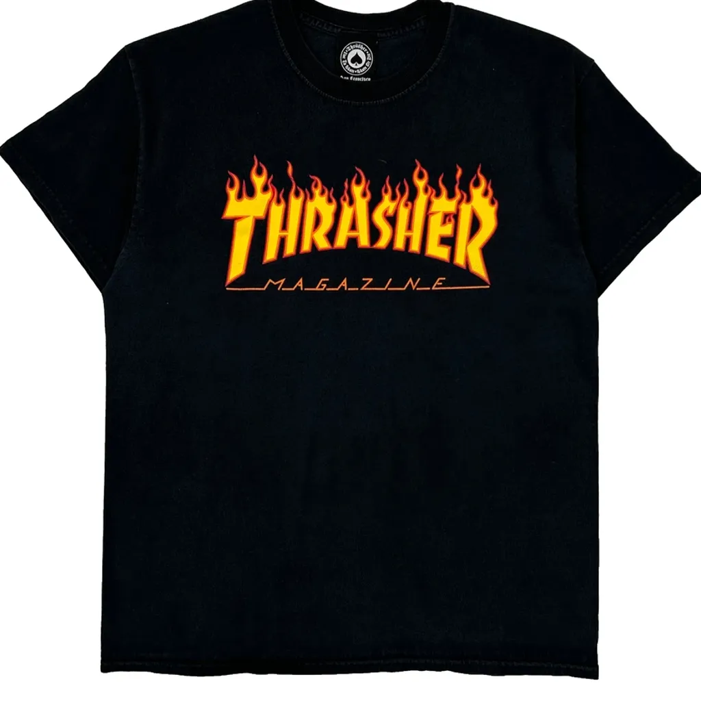 Skateboarding Thrasher Graphic T-Shirt - Medium Black Cotton - Image 4