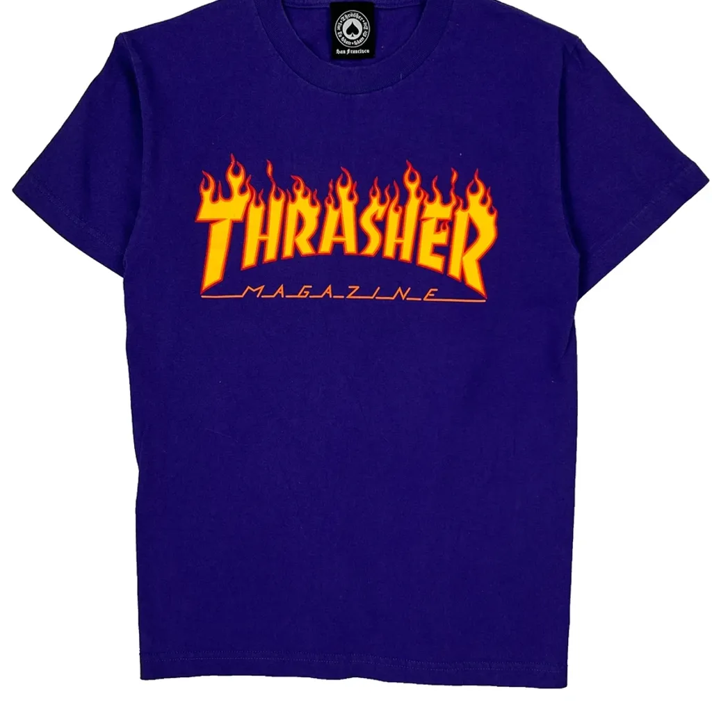 Skateboarding Thrasher Graphic T-Shirt - Small Purple Cotton - Image 6