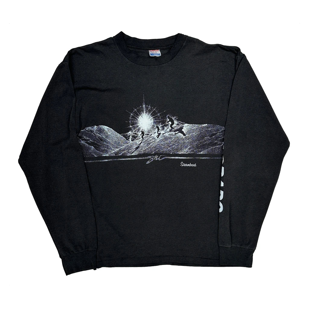 Ski Colorado Anvil Single Stitch Long Sleeve T-Shirt - XL Black Cotton Blend