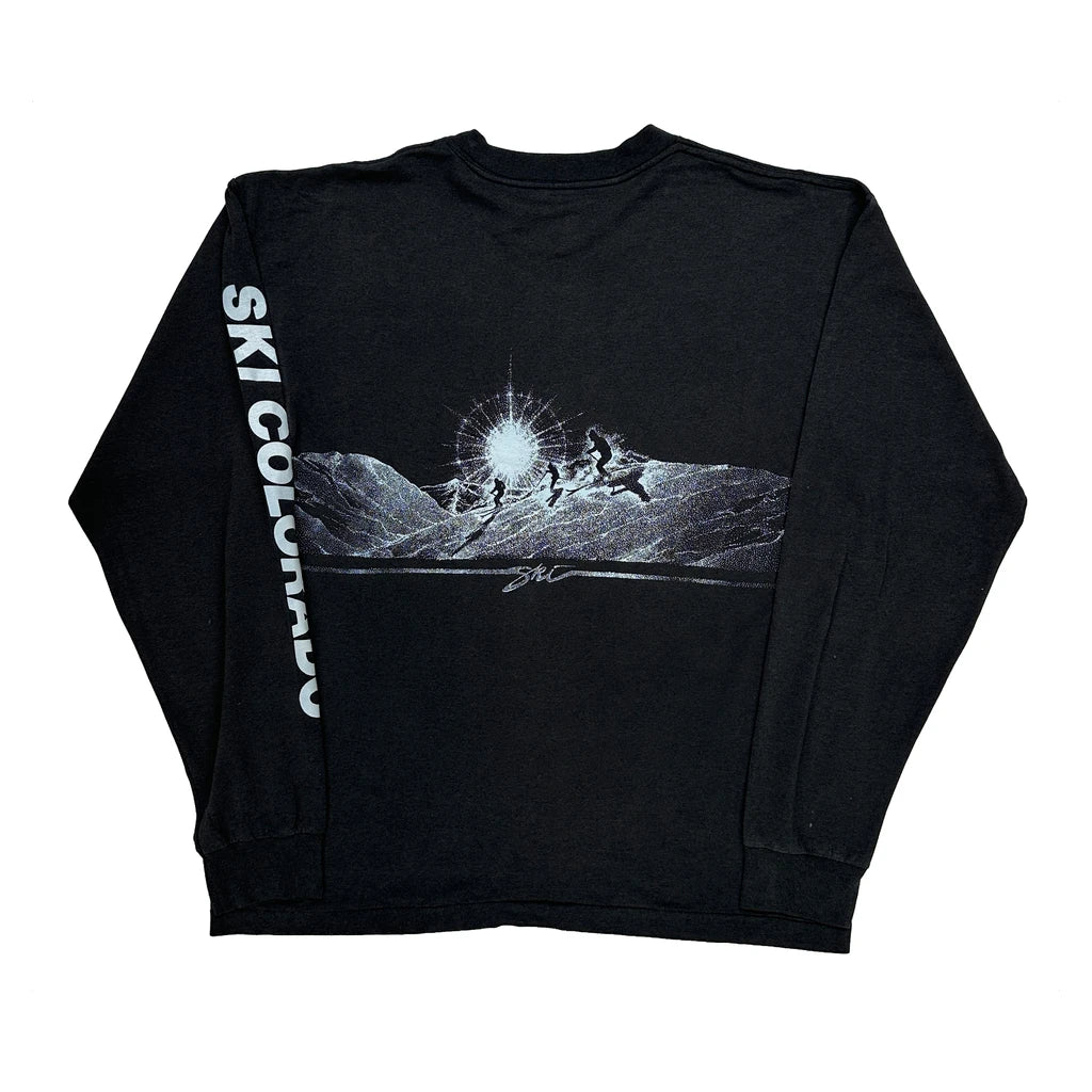 Ski Colorado Anvil Single Stitch Long Sleeve T-Shirt - XL Black Cotton Blend - Image 2