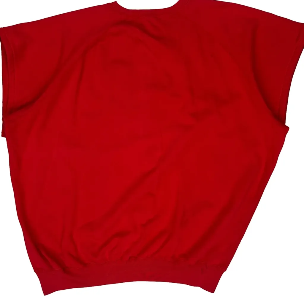 Skiing Polo Bear Ralph Lauren Cut Off 1/4 Zip - XL Red Cotton Blend - Image 6