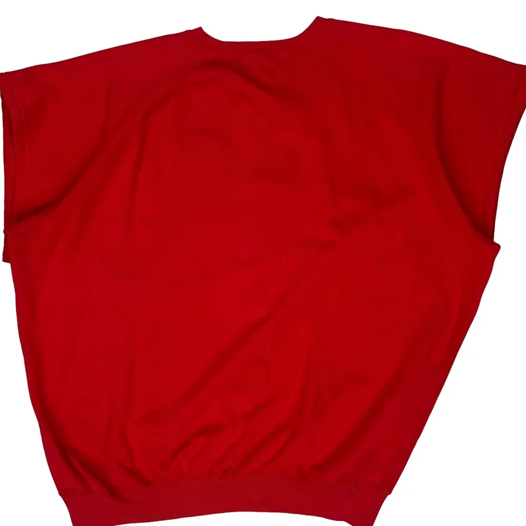 Skiing Polo Bear Ralph Lauren Cut Off 1/4 Zip - XL Red Cotton Blend - Image 7