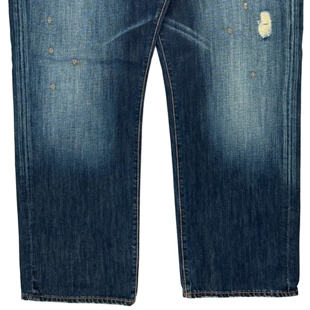 Skull And Roses Embroidery Ed Hardy Jeans - 42W 32L Blue Cotton - Image 9