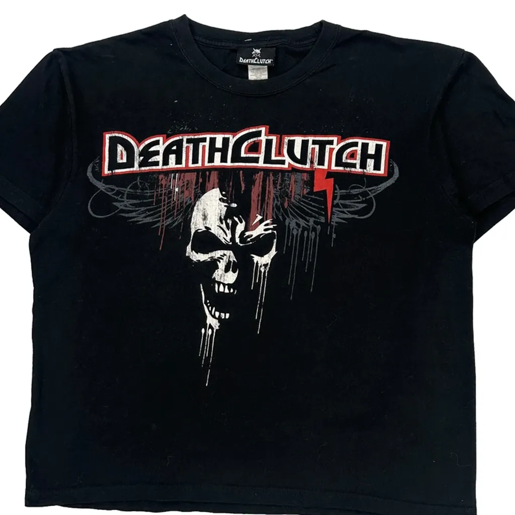 Skull Design Death Clutch Graphic T-Shirt - Large Black Cotton - Image 4