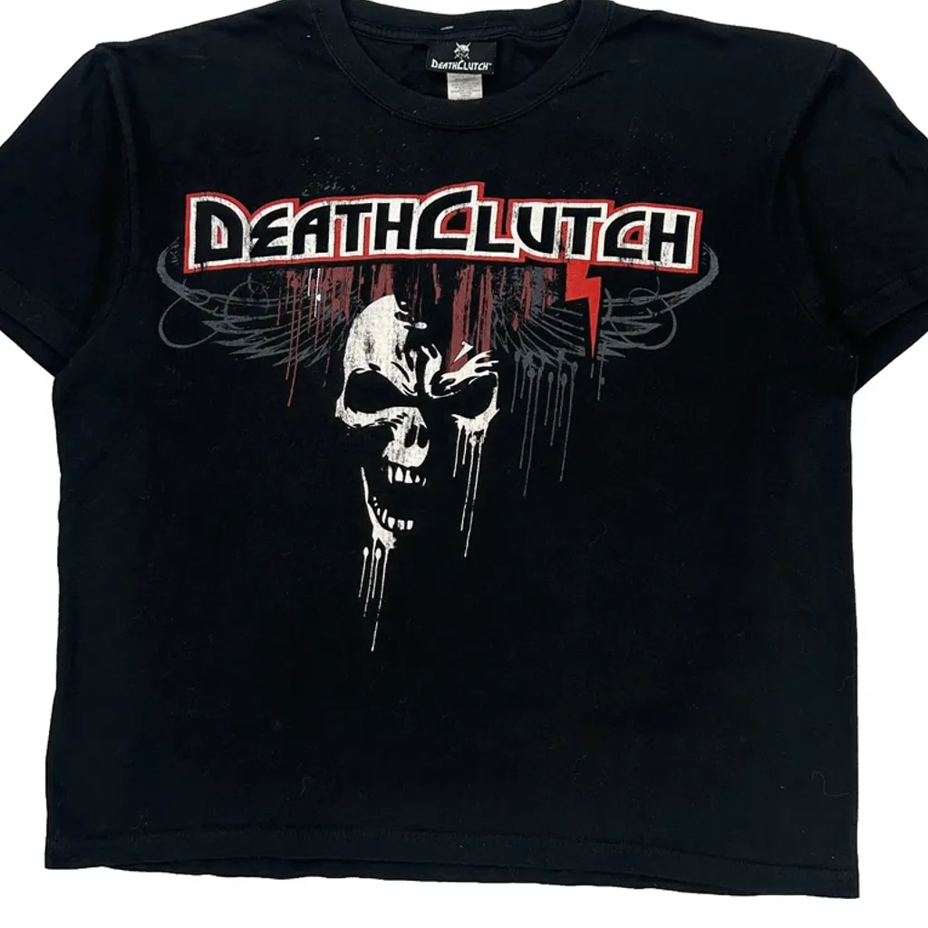 Skull Design Death Clutch Graphic T-Shirt - Large Black Cotton - Image 5