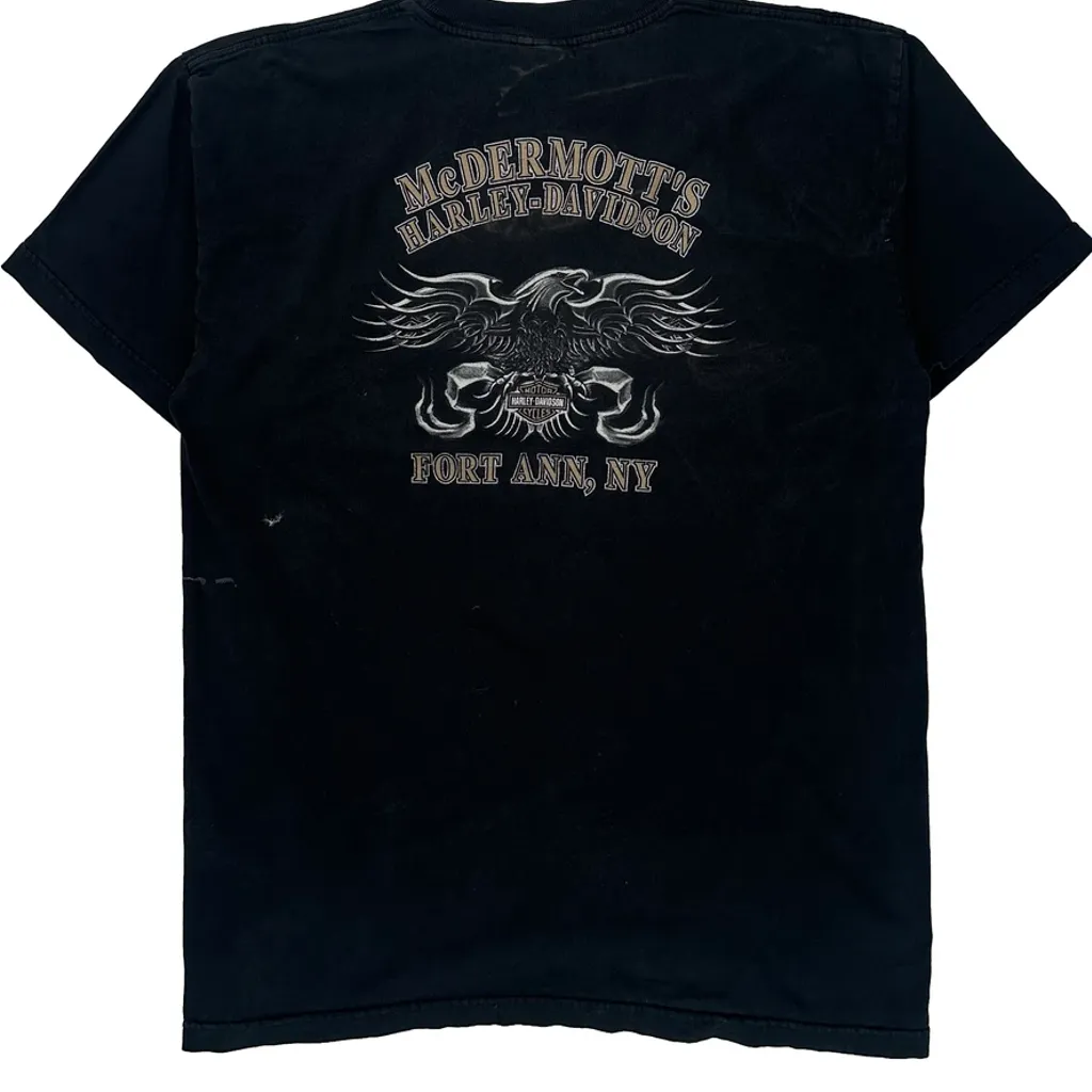 Skull Design Harley Davidson Graphic T-Shirt - Large Black Cotton - Image 7