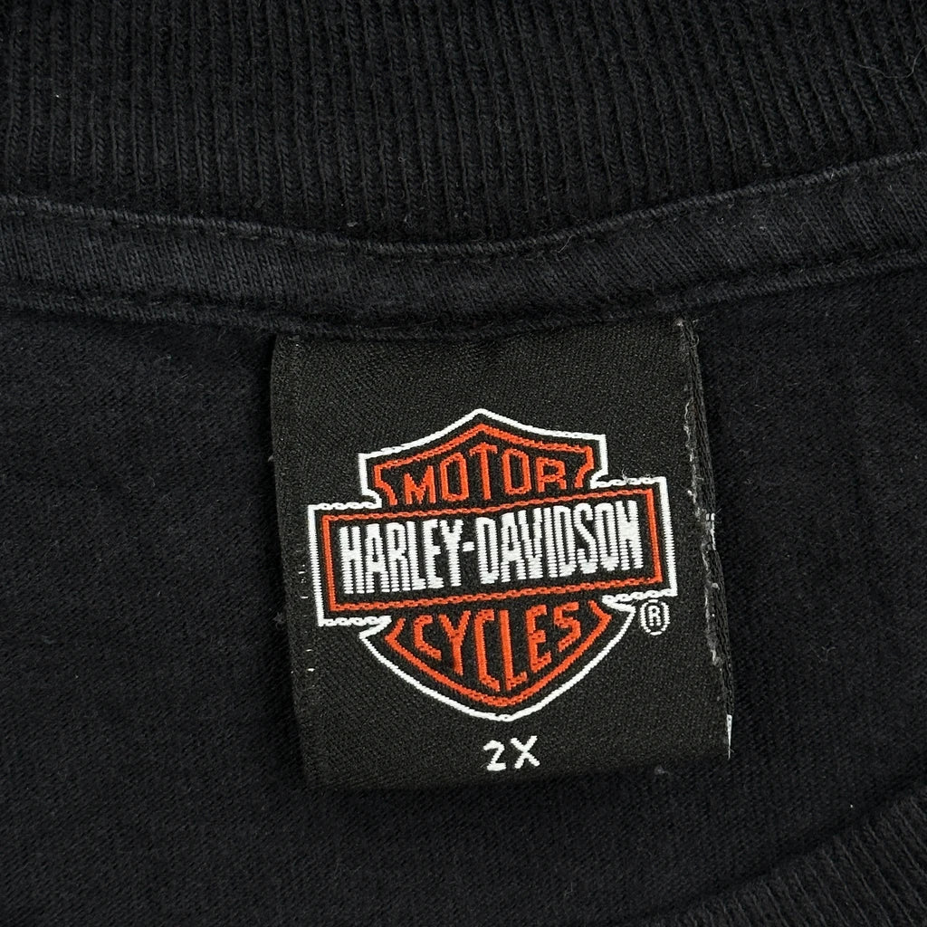 Skull Design Harley Davidson Graphic T-Shirt - 2XL Black Cotton - Image 3