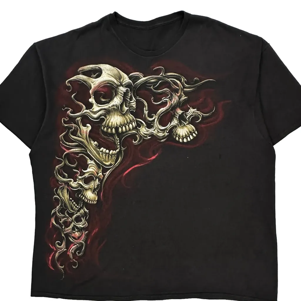 Skull Design Unbranded Graphic T-Shirt - 2XL Black Cotton - Image 5