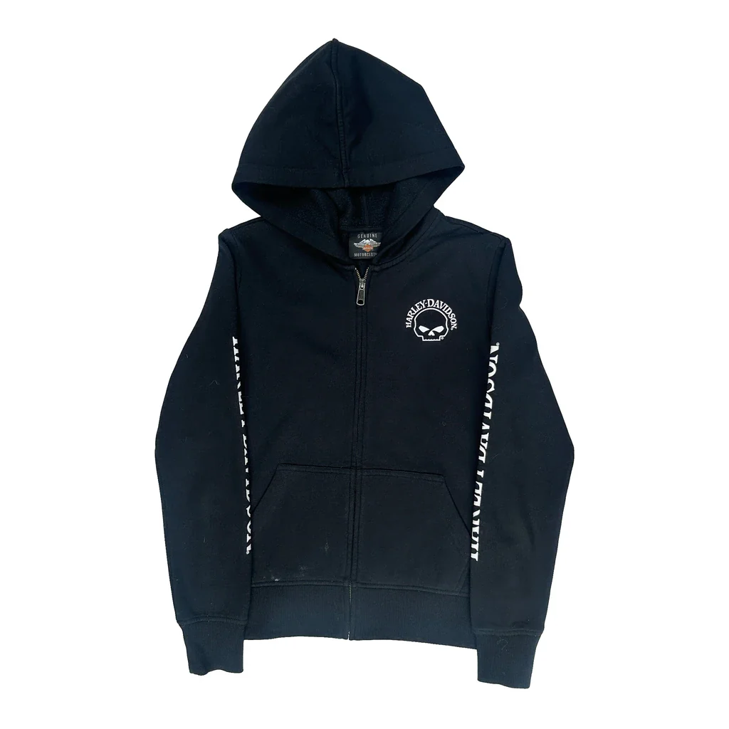 Skull Logo Harley Davidson Hoodie - XS Black Cotton