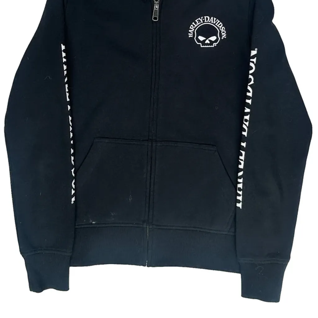 Skull Logo Harley Davidson Hoodie - XS Black Cotton - Image 4