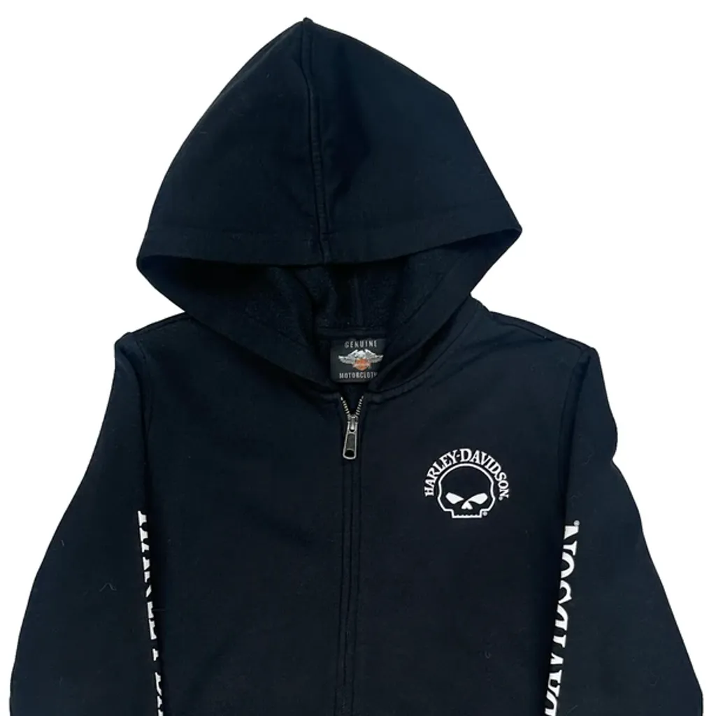 Skull Logo Harley Davidson Hoodie - XS Black Cotton - Image 5
