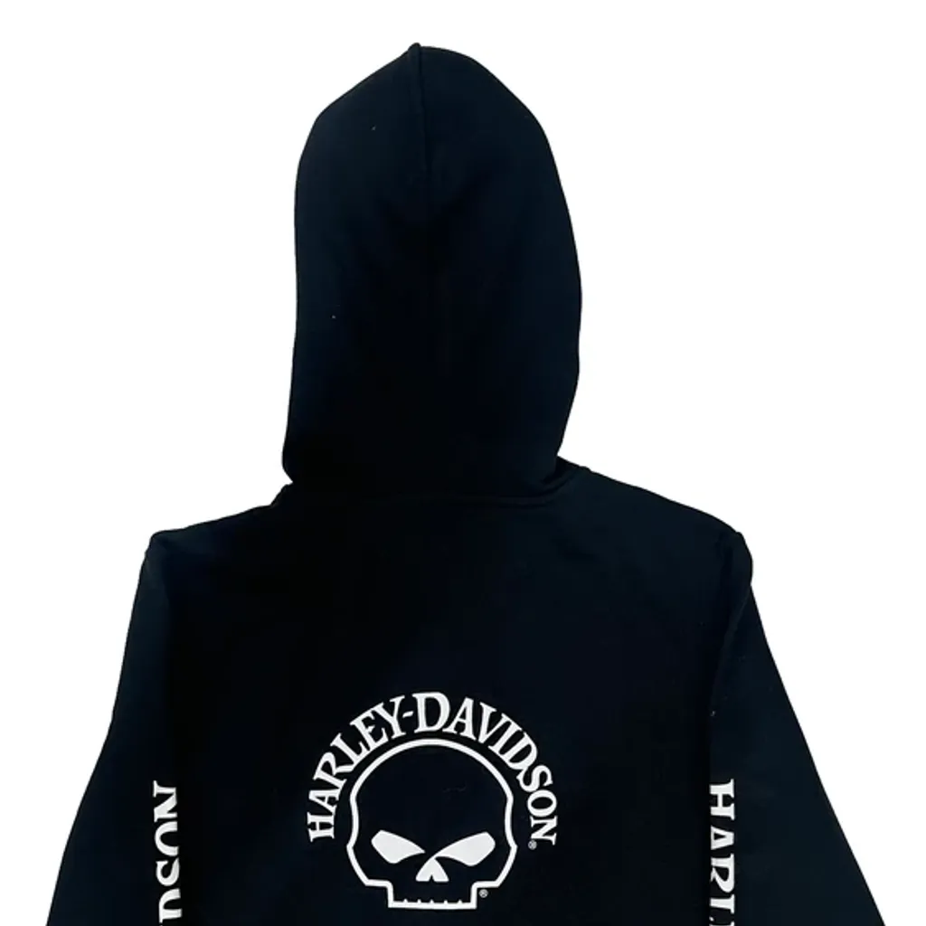 Skull Logo Harley Davidson Hoodie - XS Black Cotton - Image 6