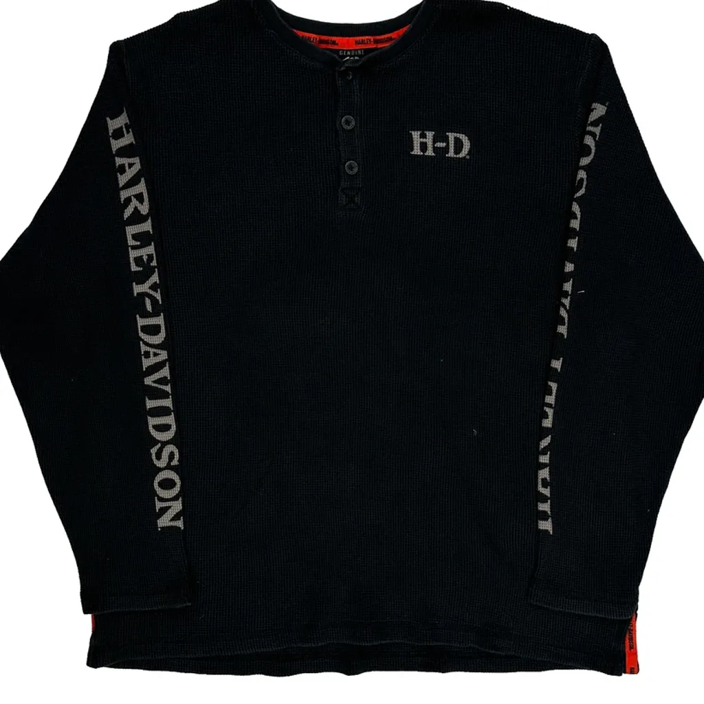 Skull Logo Harley Davidson Graphic Long Sleeve T-Shirt - 2XL Black Cotton - Image 5