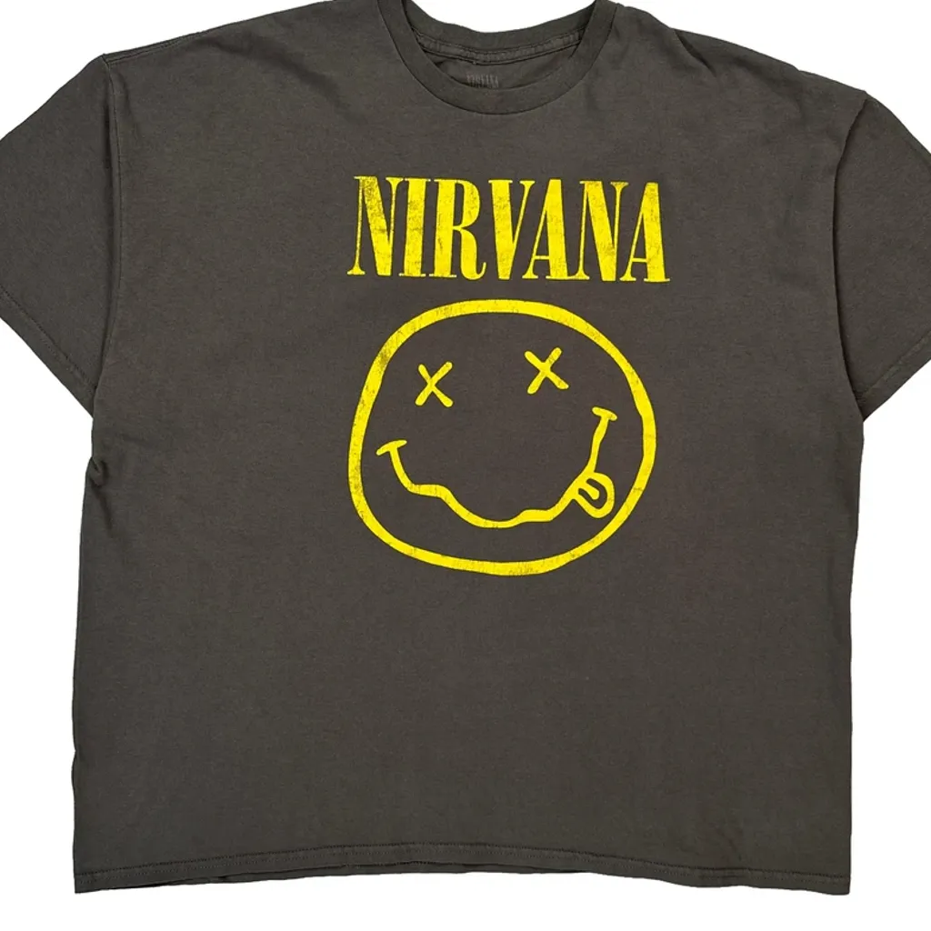 Smiley Face Logo Nirvana Band T-Shirt - 2XL Gray Cotton - Image 4